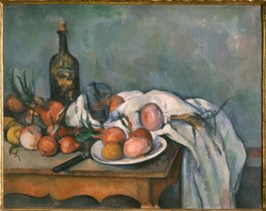Stilleven met uien door Paul Cézanne